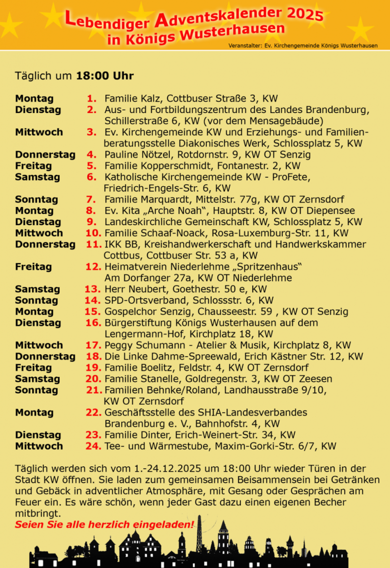 2025 Lebendiger Adventskalender Königs Wusterhausen